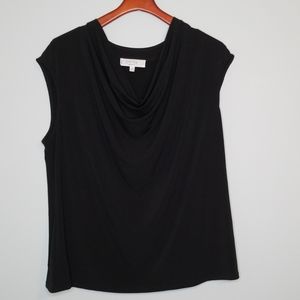 {Kasper} Black Sleeveless Scoope Neck Tank Top